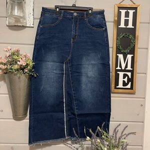 Long denim skirt